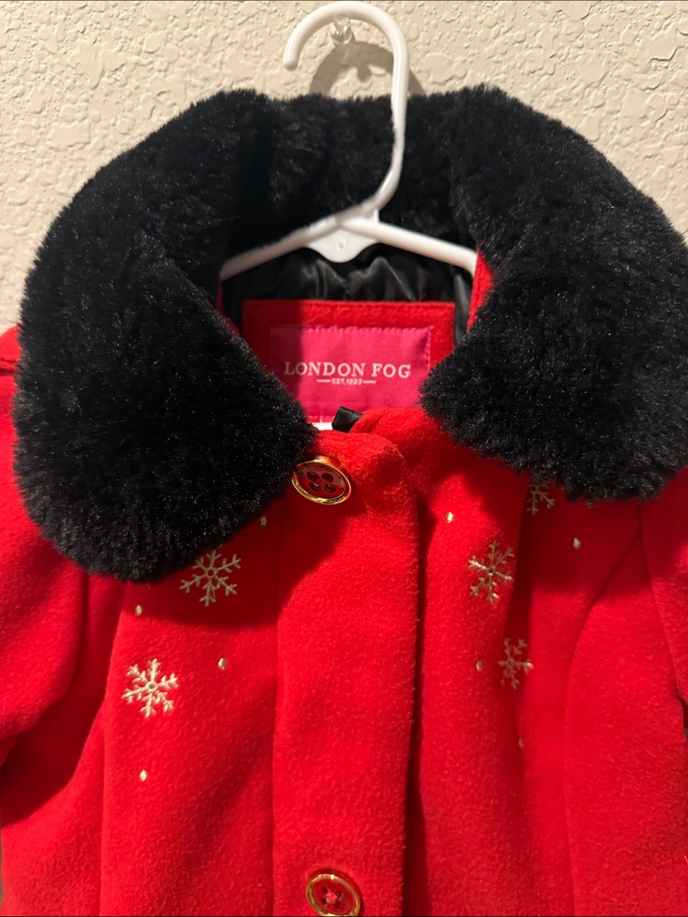 London Fog 4T Red Girls' Faux Fur Collar Coat - Picture 2 of 10